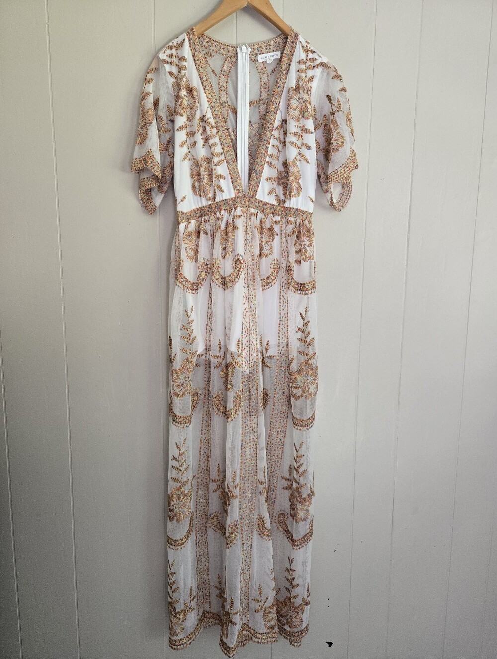 Honey Punch Lace Maxi Dress Romper S Boho Beach Peasant Cottagecore Romantic